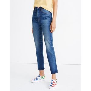 MADEWELL RIVET & THREAD High Rise Stovepipe Slim Straight Leg Dark Wash Jeans